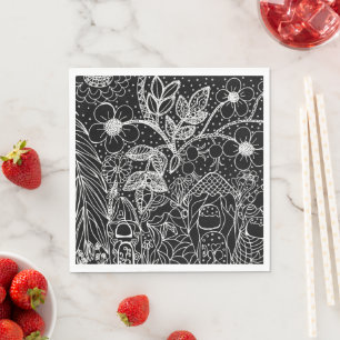 Serviette En Papier Papier Anniversaire à Colorier Jardin Magique