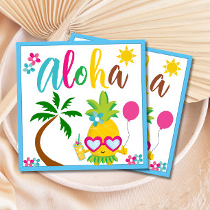 Serviette En Papier Papier Anniversaire Aloha Tropical Pineapple