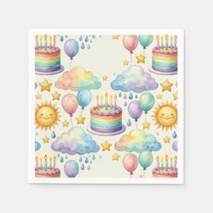 Serviette En Papier Papier Anniversaire Nuage Arc-en-Ciel