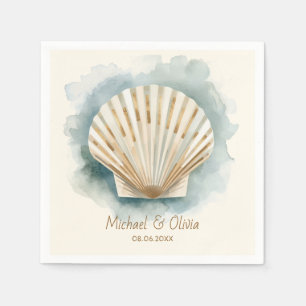 Serviette En Papier Papier aquarelle Coquillage Nautilus Mariage de pl