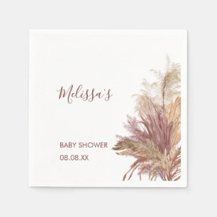 Serviette En Papier Papier Aquarelle Pampas Grass Mauve rose