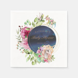 Serviette En Papier papier baby shower à licorne florale magique