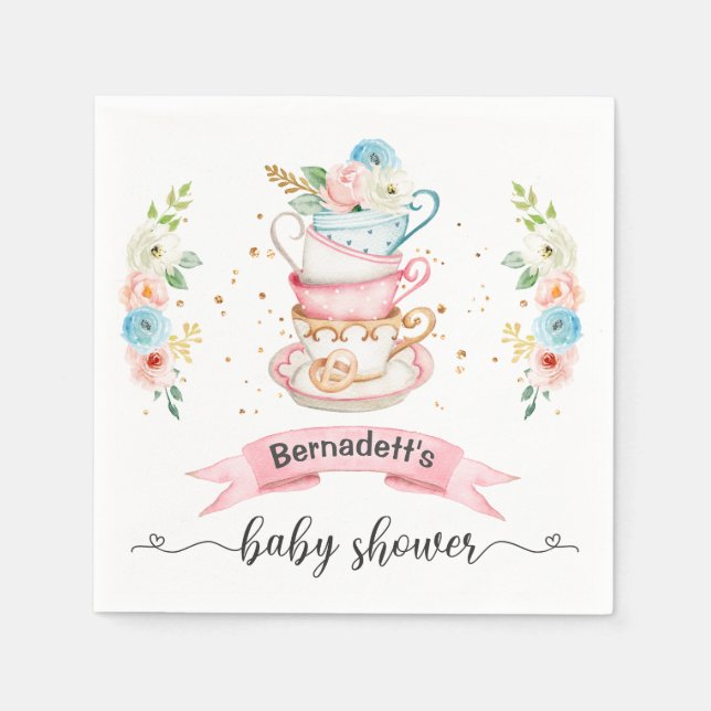 Serviette En Papier Papier Baby shower à thé floral Napkin (Devant)
