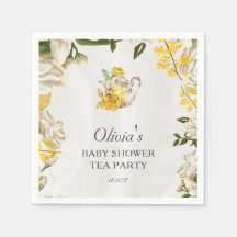 Papier Baby shower à thé vert jaune floral