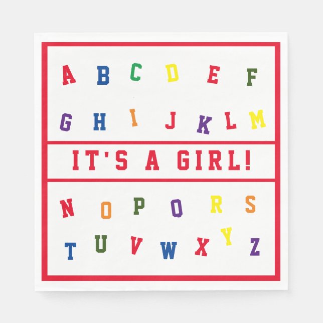 Serviette En Papier Papier Baby shower ABC Napkin (Devant)