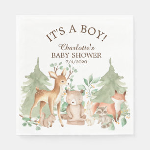 Serviette En Papier Papier Baby shower animal bois