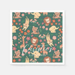 Serviette En Papier Papier Baby shower animal sauvage Jungle Napkin
