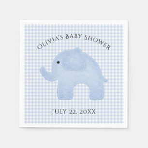 Serviette En Papier Papier Baby shower bleu En vichy bébé garçon éléph