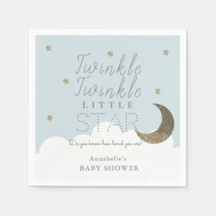 Serviette En Papier Papier Baby shower bleu Little Star Twinkle