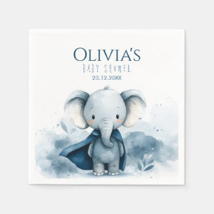 Serviette En Papier Papier Baby shower bleu superhero éléphant Napkin
