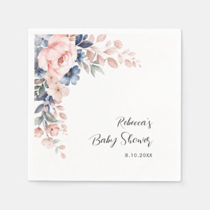 Serviette En Papier Papier Baby shower couleur rose floral