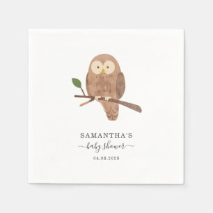 Serviette En Papier Papier Baby shower d'aquarelle de la Chouette des