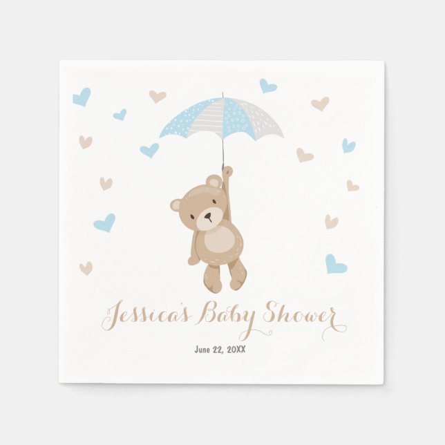 Serviette En Papier Papier Baby shower de l'ours en peluche Napkin Boy (Devant)