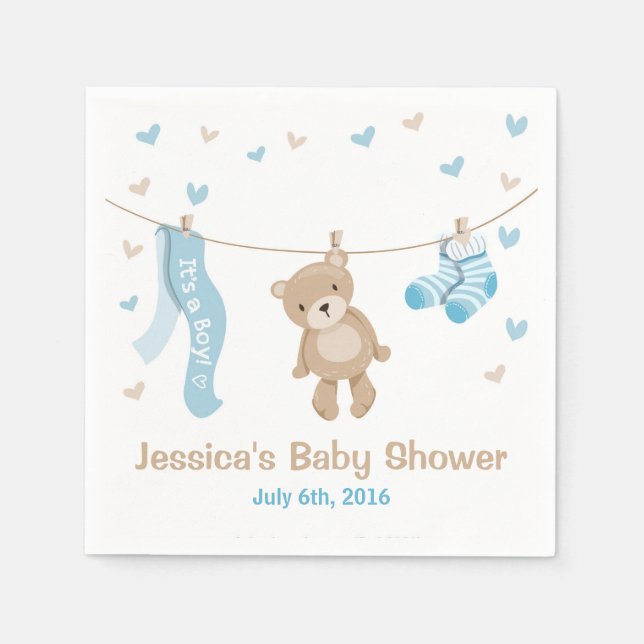 Serviette En Papier Papier Baby shower de l'ours en peluche Napkin Gar (Devant)