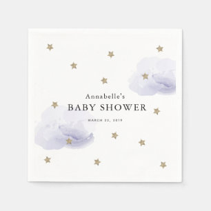 Serviette En Papier Papier Baby shower Gold Stars & Lavender Nuages