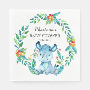 Serviette En Papier Papier Baby shower Jungle Rhino Napkins