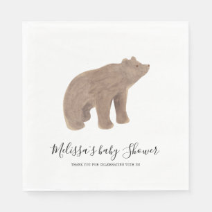 Serviette En Papier Papier Baby shower Ours animal forestier