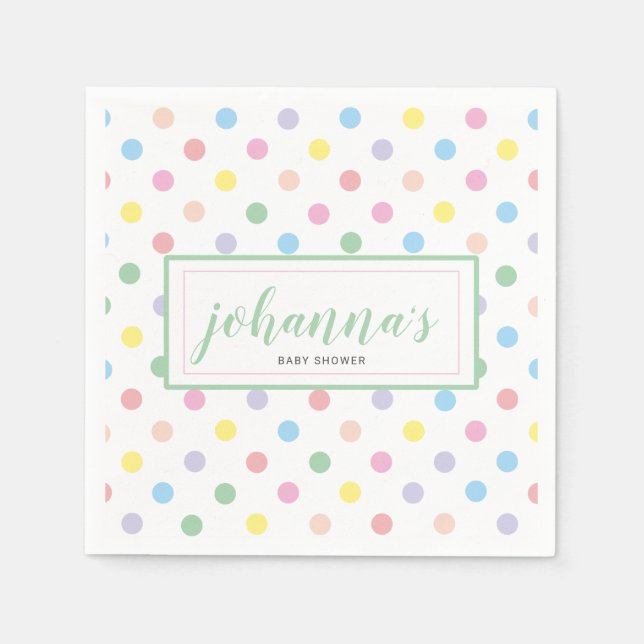 Serviette En Papier Papier Baby shower Pois couleur douce (Devant)