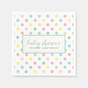 Serviette En Papier Papier Baby shower Pois Pastel doux