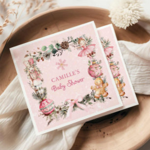 Serviette En Papier Papier Baby shower pour fille de noisette rose