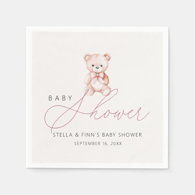 Serviette En Papier Papier Baby shower pour ours en peluche (Devant)