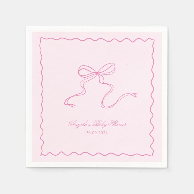 Serviette En Papier Papier Baby shower rose cabot ondulé Napkin (Devant)