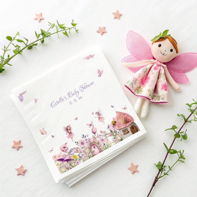 Serviette En Papier Papier Baby shower rose Fairy (Créateur téléchargé)