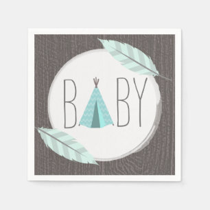 Serviette En Papier Papier Baby shower Turquoise Tipi