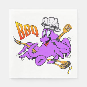 Serviette En Papier Papier blanc BBQ Octopus