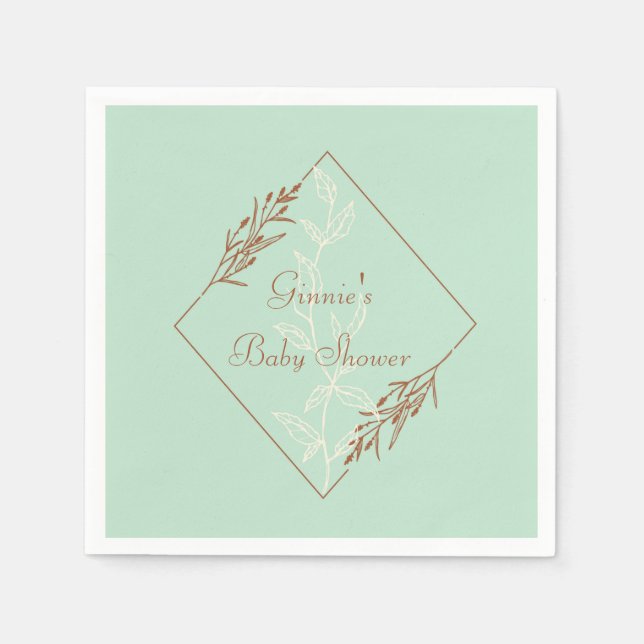 Serviette En Papier Papier bleu clair et papier Baby shower Brown (Devant)