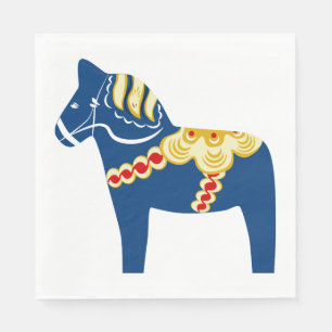 Serviette En Papier Papier bleu Dala Horse