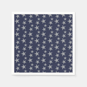 Serviette En Papier Papier bleu et argenté Stars