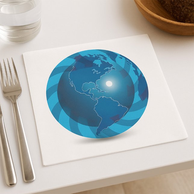 Serviette En Papier Papier bleu Globe (Créateur téléchargé)