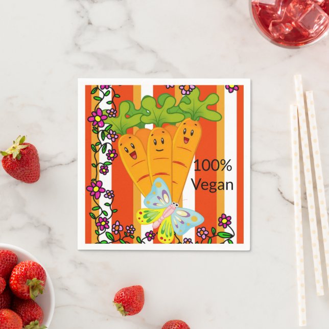 Serviette En Papier Papier, Carottes Papillon 100% Vegan (En situation)