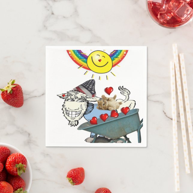 Serviette En Papier Papier, Chèvre Kitten Coeurs rouges Arc-en-ciel (En situation)