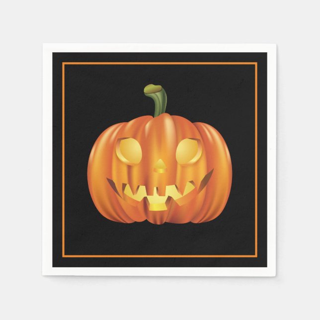 Serviette En Papier Papier Citrouille Halloween (Devant)
