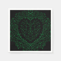 Papier coeur gothique Napkin vert et noir 3