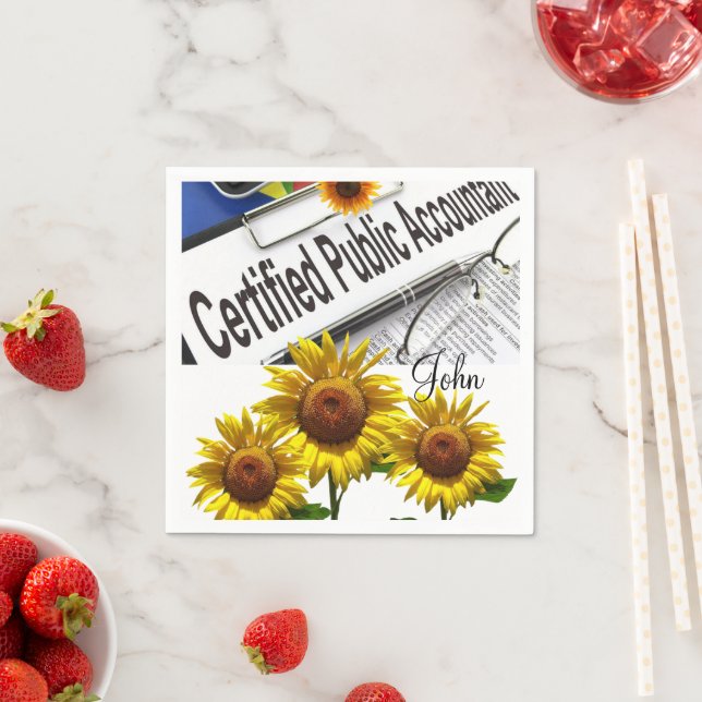 Serviette En Papier Papier comptable tournesol Napkins (En situation)