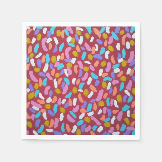 Serviette En Papier Papier Confetti Rouge (Devant)