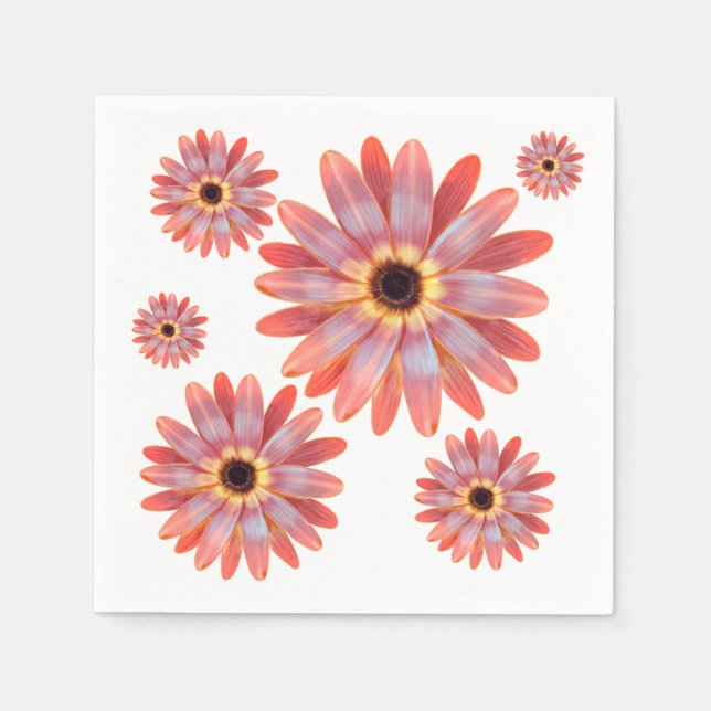 Serviette En Papier Papier couleur Gerbera Daisy Napkin (Devant)