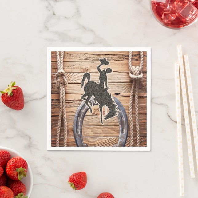 Serviette En Papier Papier, Cowboy Horse Bois Rope (En situation)