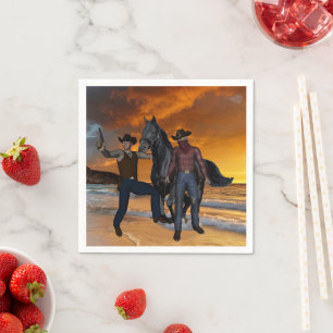 Serviette En Papier Papier, Cowboys Horse Country
