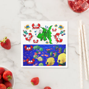 Serviette En Papier Papier, Crabe de poisson Océan