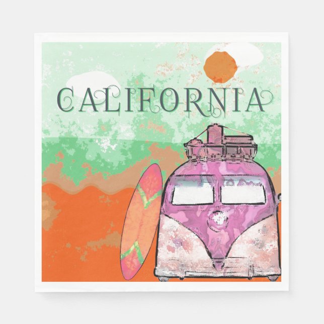 Serviette En Papier Papier d'affiche de voyage Californie Napkin (Devant)