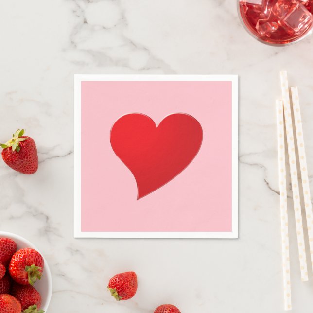 Serviette En Papier Papier d'amour de grand coeur rose (En situation)