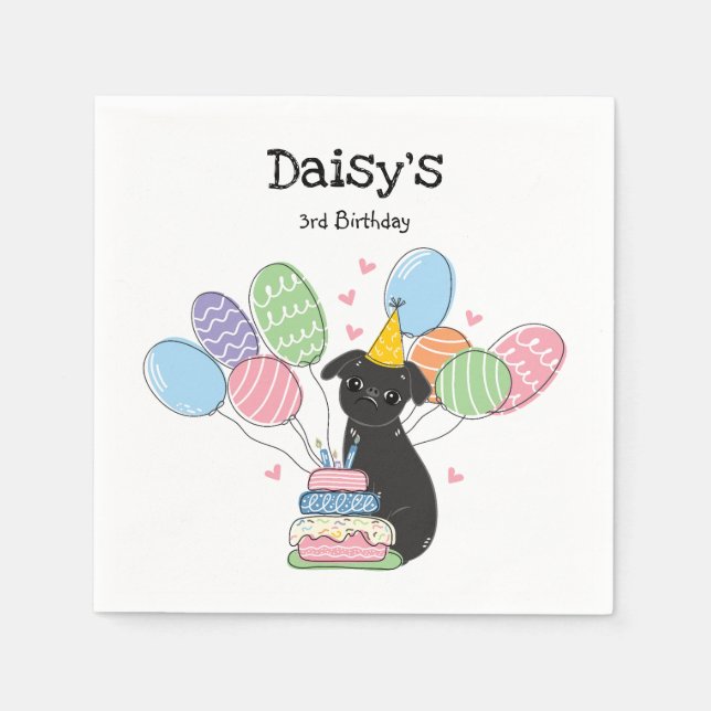 Serviette En Papier Papier d'anniversaire Black Brussels Griffon (Devant)
