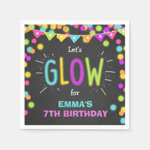 Serviette En Papier Papier d'anniversaire brillant Napkins Neon Disco 