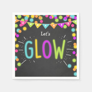 Serviette En Papier Papier d'anniversaire brillant Napkins Neon Disco 