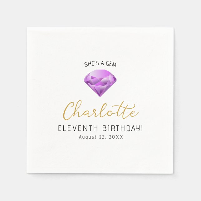 Serviette En Papier Papier d'Anniversaire De Diamant Violet (Devant)