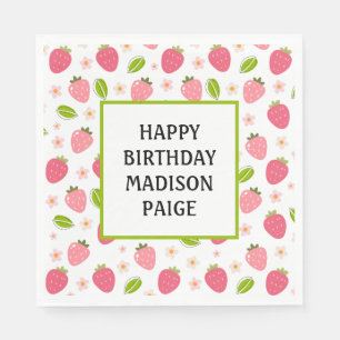 Serviette En Papier Papier d'anniversaire de fraise Napkin